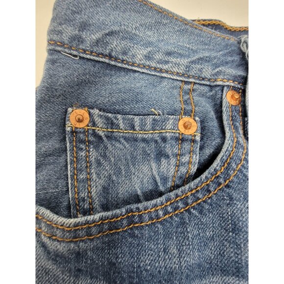 Levi's 501 Button fly Cut Off Denim Shorts Size 5/6 Blue 29" Waist - Picture 6 of 7
